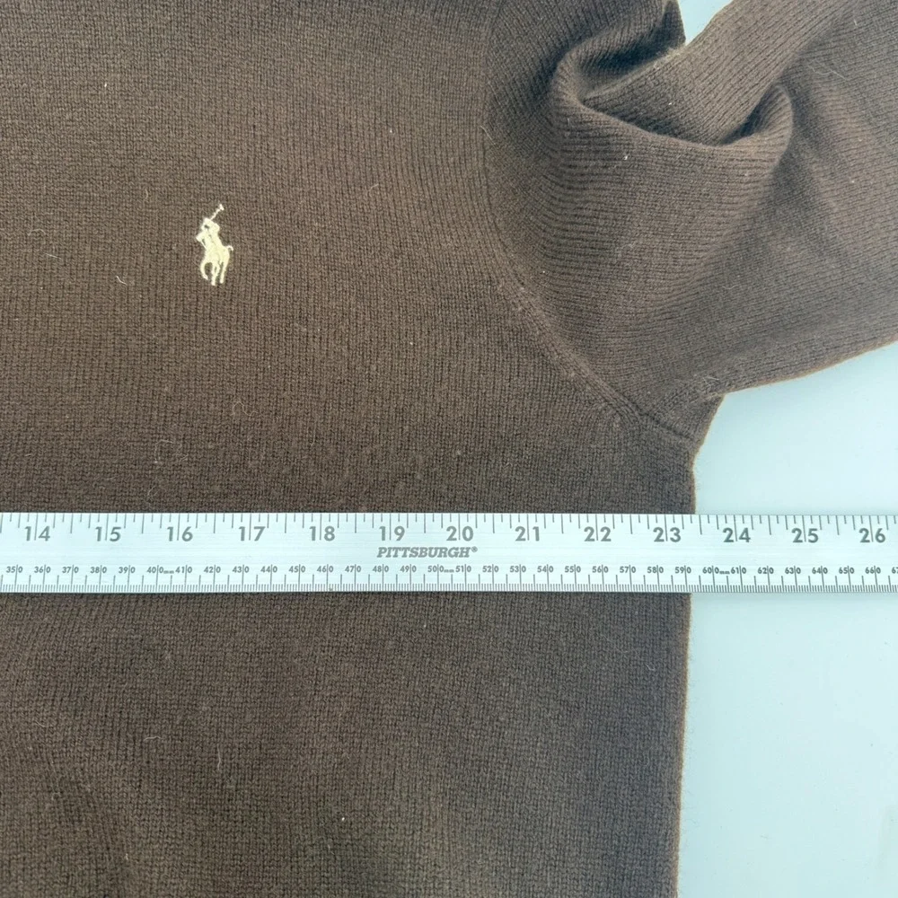 Polo Ralph Lauren Mens XL Brown 100% Lambswool Crewneck Sweater Pony Logo 1857